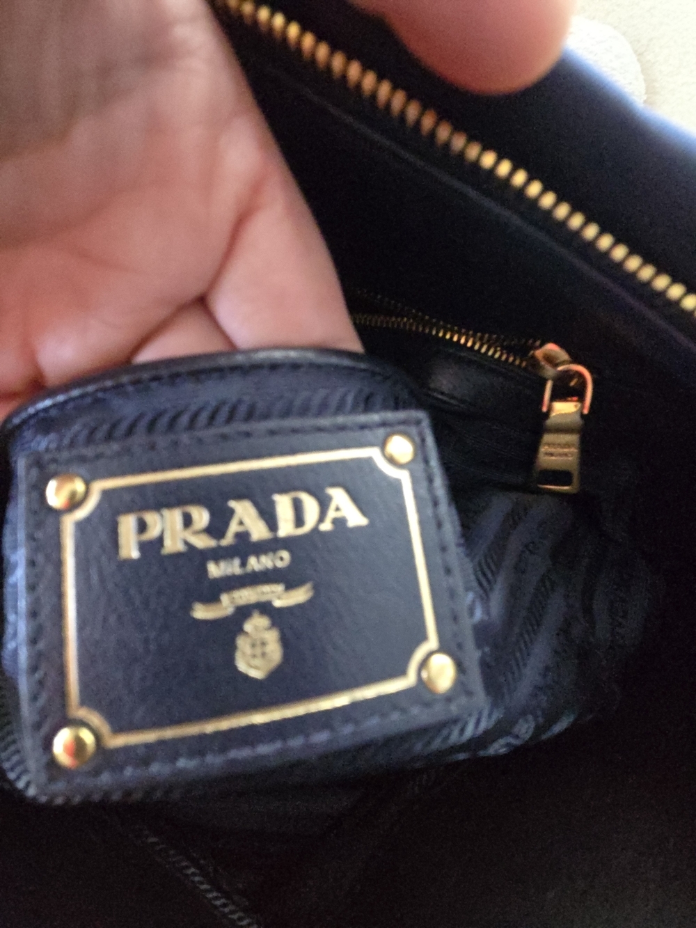 Prada Blue Tessuto Nylon & Soft Calfskin Leather Top Handle Bag - Picture 9 of 17